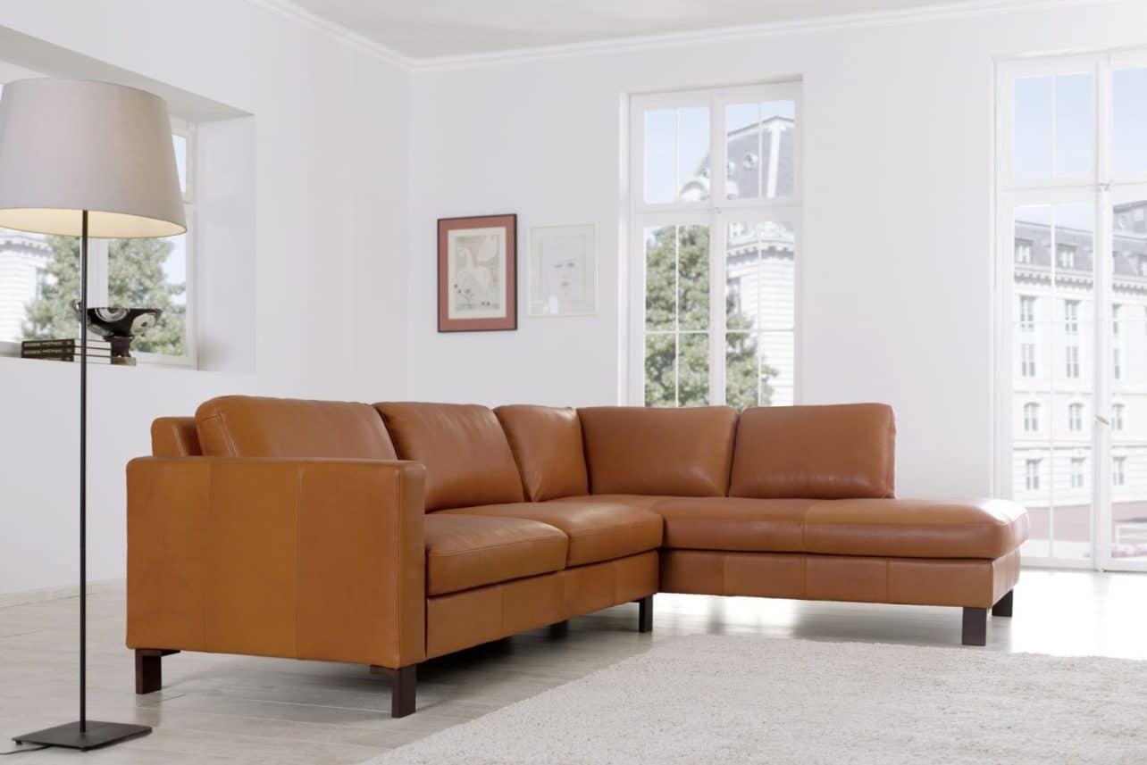 Ecksofa Siena in cognacfarbenem Ecopell Leder