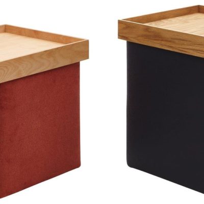 Hocker James mit Tablett in Holz